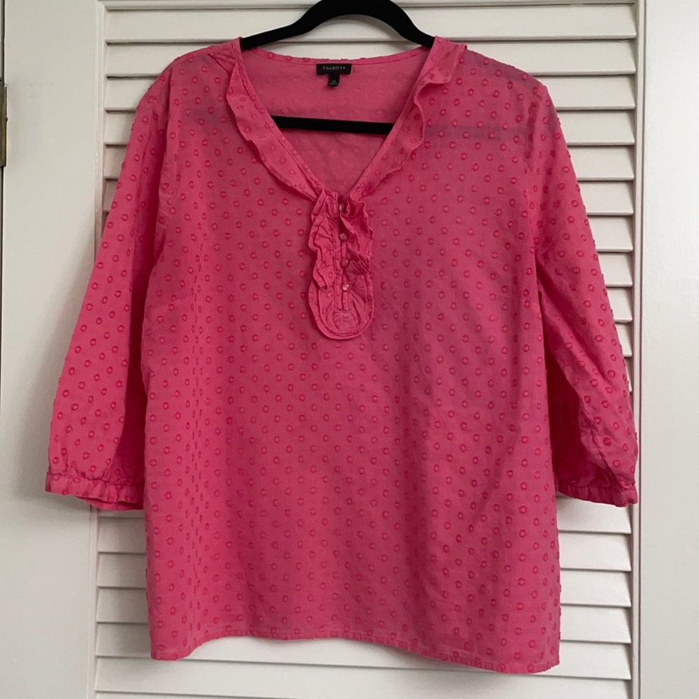 Ruffled, V-neck, Talbots Popover Blouse